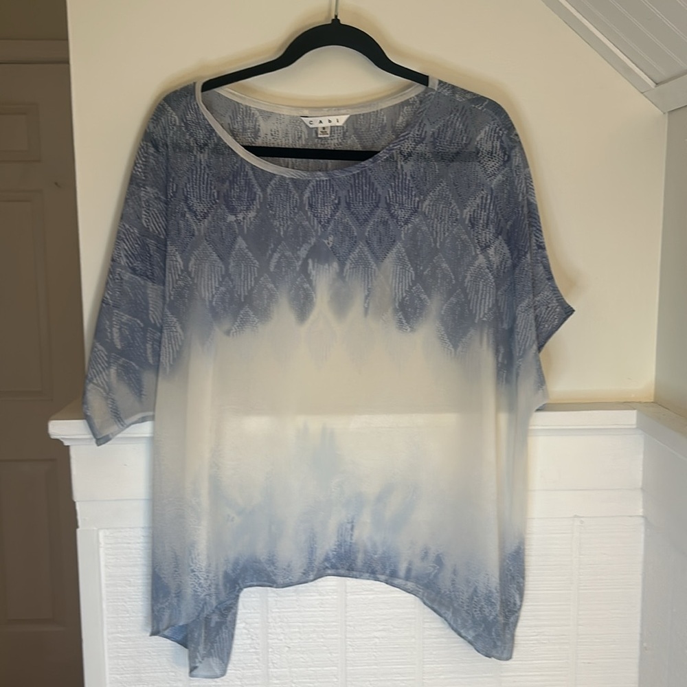 Cabi Style 781 Gauzy Chiffon Blue Fade Out Oversized Blouse size Small - Picture 4 of 8
